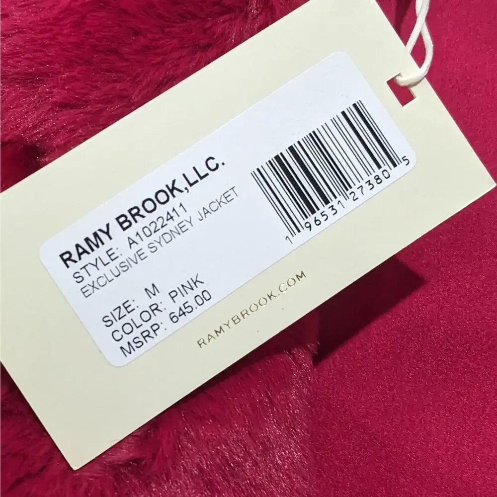 NWT Ramy Brook Sydney Faux Fur Jacket Coat Magenta Pink Women's Size Medium - Picture 6 of 6